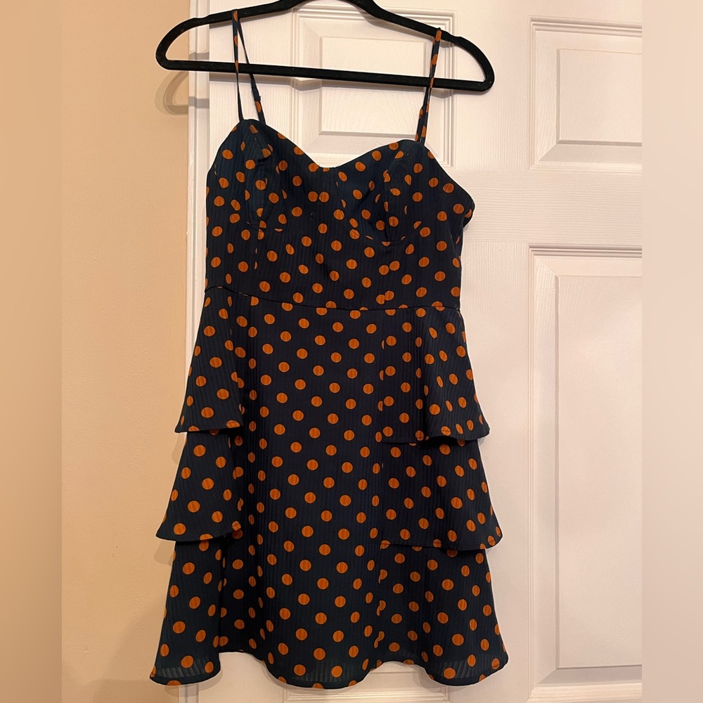 Stylish Black and Orange Polka Dot Dress